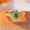Trendy Green Zircon Crystal Oval Stone Vintage Gold Color Wedding Bands Engagement Rings For Women Men Minimalist Jewelry