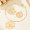 Collar earrings set round exaggerated spiral beating pattern retro