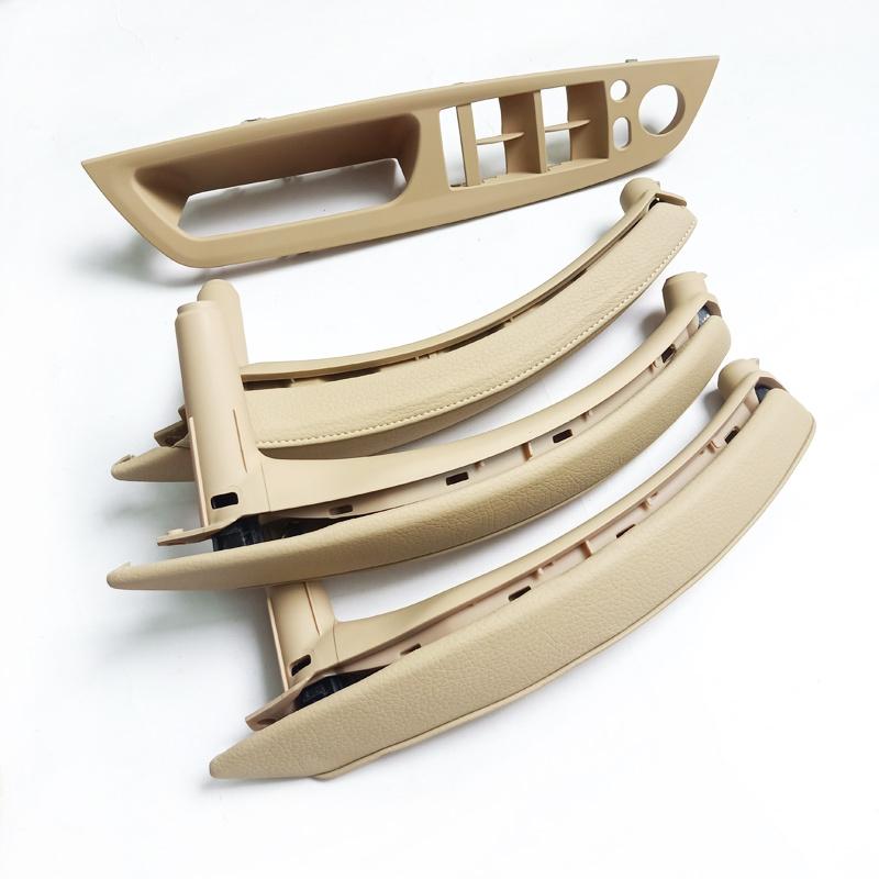 LHD Upgraded Interior Door Handle with Leather Cover Assembly Full Set For BMW X5 X6 E70 E71 E72 2007-2014