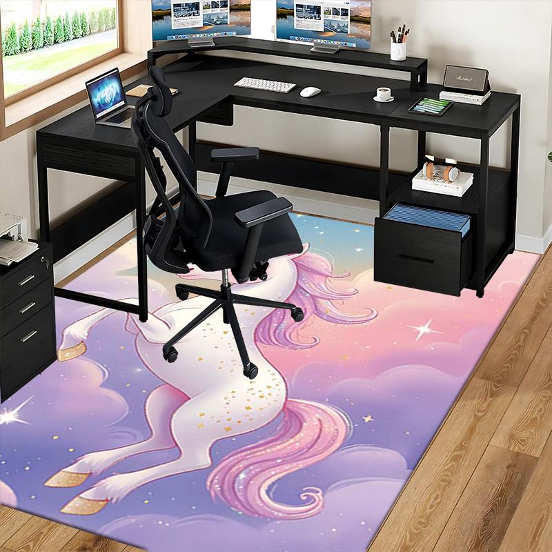 1pc Unicorn Fantasy Office Chair Mat - Anime Cartoon Design, Non-Slip Carpet for Home Decor, Suitable for All Seasons, Perfect Gift for Festivals.H012
