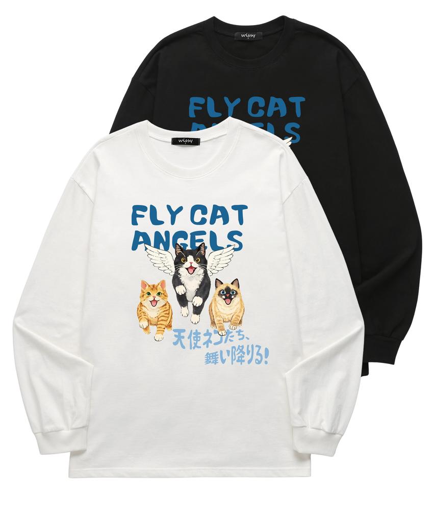 Wissi Fly Cat Long Sleeve T-Shirt (Wls041) White