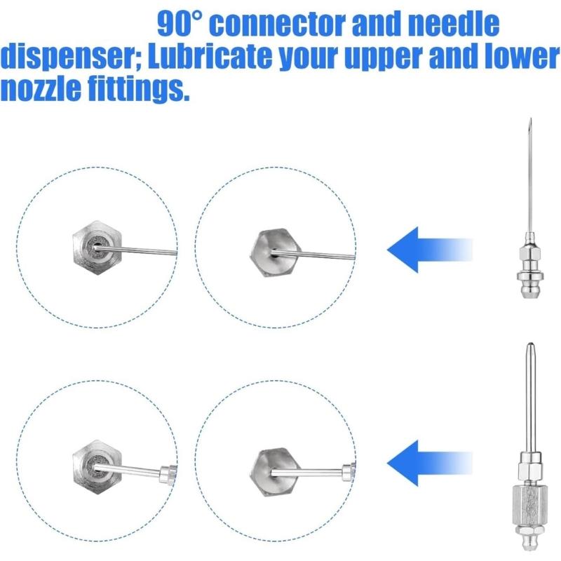 Grease Coupling Mouthpiece 90 Degree Joint Fitting Grease Injector Needle Nozzle Dispenser Grease Injector Fittings