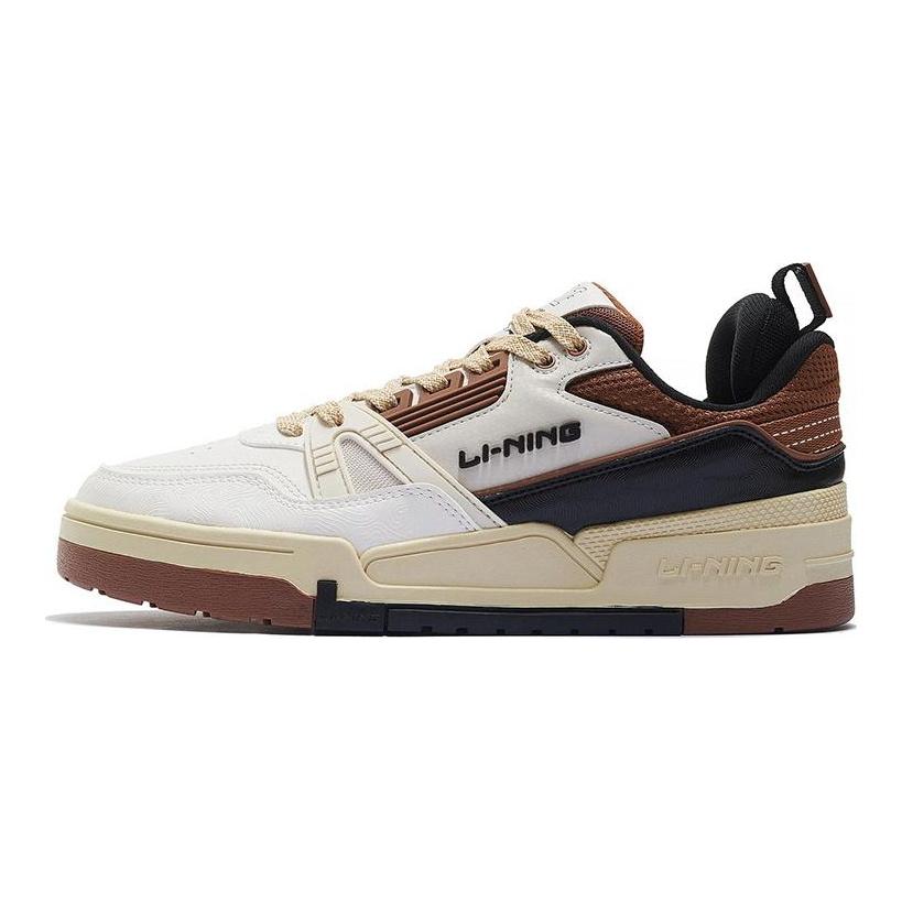Li Ning 001 BTC 001 Btc Scarpe da Skateboard Basse da Uomo Bianco Marrone AGCS103-5