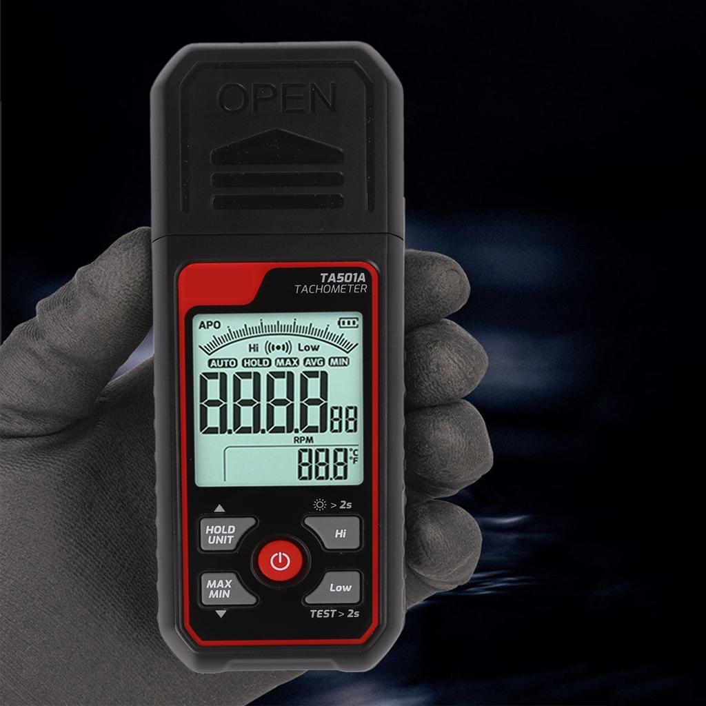 TA501A Digital Tachometer Wide RPM Range Measurement and Lock Functionality for Industrial Applications and DIY Projects