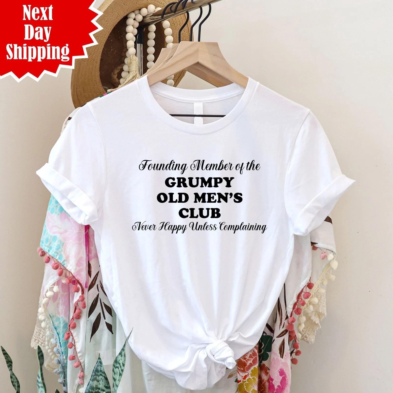 New Grumpy Old Men s Club T-Shirt Printed Funny Fathers Day Joke Gift Unisex Top L