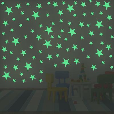 Decorazione luminosa per la casa fai da te, stelle 3D fluorescenti, stelle che brillano al buio, 100 adesivi murali