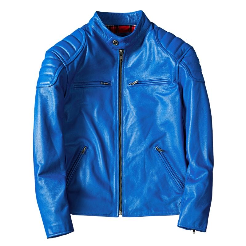 New Genuine Leather Mens Biker Jacket Slim Fit Short Autumn Coat Fashionable Youth Outerwear