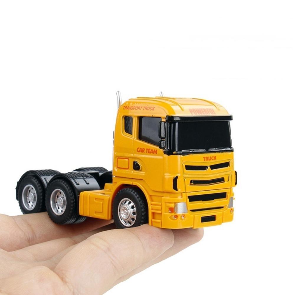 

Diecasts Zinc Zinc Alloy Truck Cab Model 1:64 Scale Engineering Vehicle Toy Truck Flat Trailer Children Gift жовтий