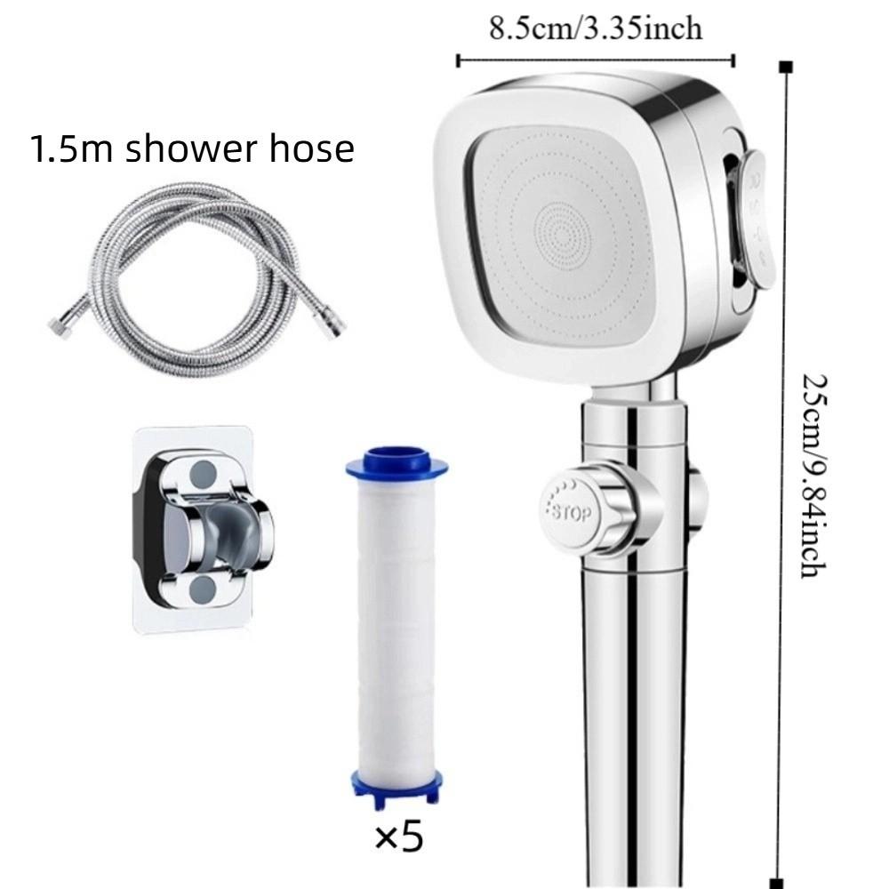 One-Key Stop Water Saving Shower Head 3 Modes Adjustable Shower Head  Bathroom