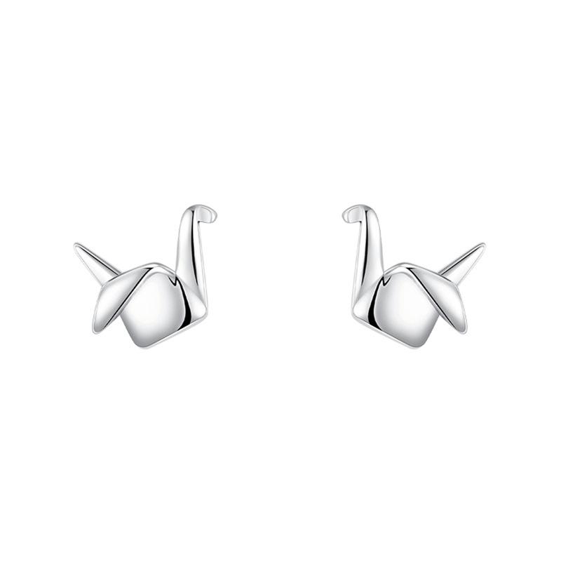 [Minimalist Origami Crane Earrings] Fashion Animal Stud Earrings for Women No Need to Remove While Sleeping Simple and Versatile Daily Wear
