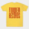 Men Black Print T-shirt Simple Tower Records Vintage No-Cut Transfer Paper Print Cotton Tshirt