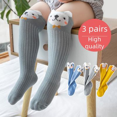 3 Paar Babysocken Frühling Herbst Warm Knieschutz Strümpfe 3-36M Kleinkind Lange Strümpfe Niedliche Cartoon Baumwollsocke Kinderschuhe