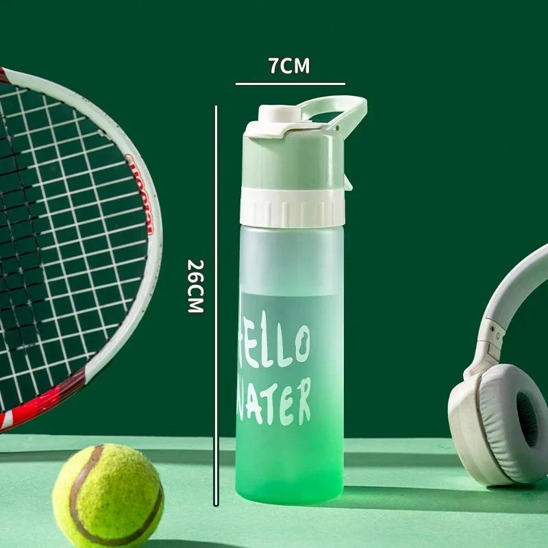 1pc Large Capacity Spray Water Bottle 650ml Outdoor Sport Fitness Water Cup Cools Down Water Sports Water Kettle Travel Bottles