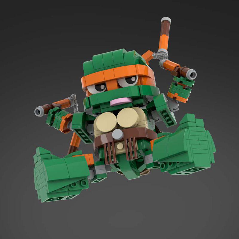 MOC Animated Movie Figures Turtle Mecha Model 1987 Violent Tortoise Warrior Mini Doll Building Block Kid Toy Adult Birthday Gift