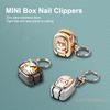 Cute Kitten Nail Clipper Keychain Stainless Steel Foldable Nail Scissors Cutter Manicure File Portable Rotary Toenail Trimmer