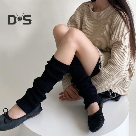 1 Paar Winter-Beinstulpen, warm, japanischer Stil, JK-Beinstulpen, Streifen, dehnbare Passform, strickende Wadensocken, für Party, Sport, Yoga, Tanz