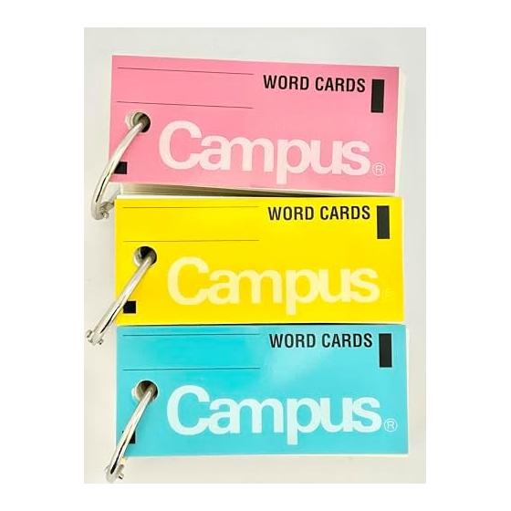 [Set of 3] KOKUYO Campus Word Cards with Rings, Medium 3 Color Set, Word Cards, Memorization Cards, Improve Memorization Efficiency, Card Rings,