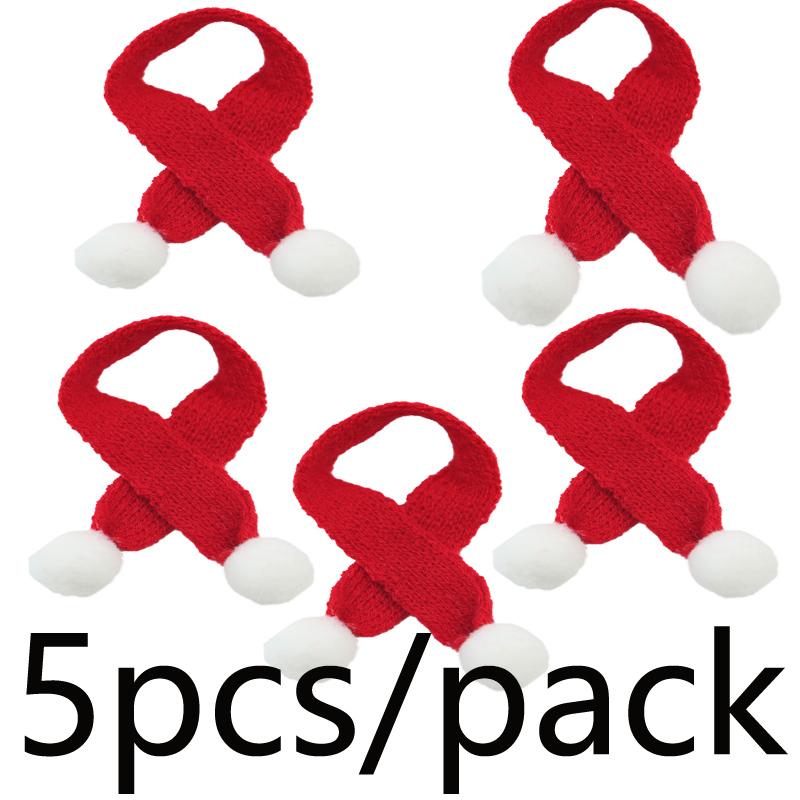 (5Pcs/bag)20cm Christmas Mini Scarf Landscape Decoration Knitted Finger Scarfs Xmas Tree Hanging Decoration Party Children's Toy
