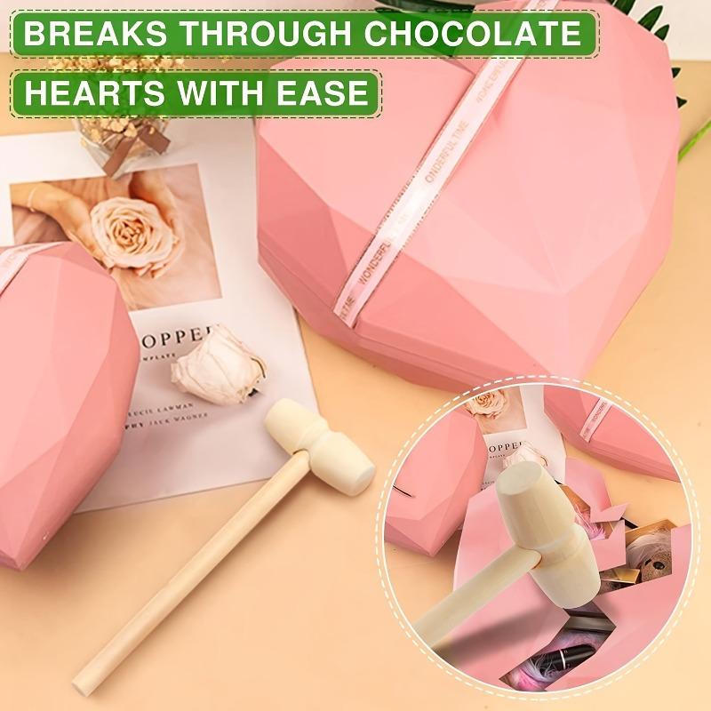 60pcs Mini Wooden Hammers Small Wooden Mallets for Breakable Chocolate Handcrafted Tool for Breakable Heart Crafts & Party Games