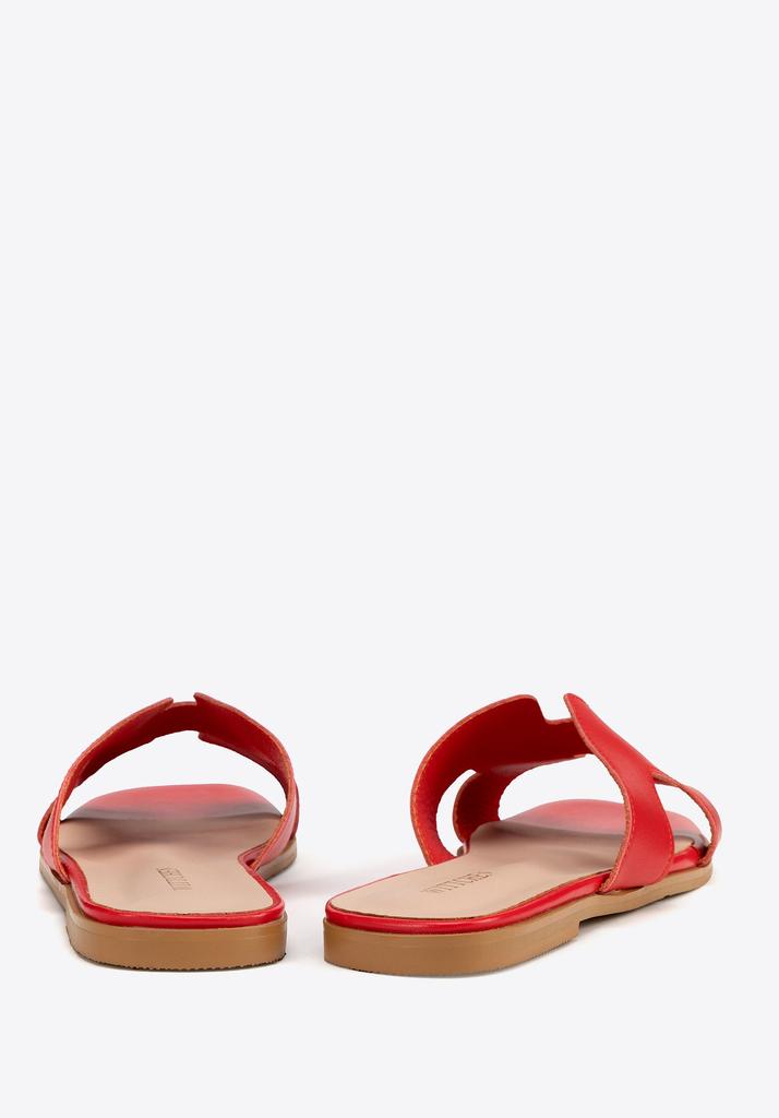 Sandali da donna in pelle a forma di H Wittchen, Rossi, Pelle Naturale