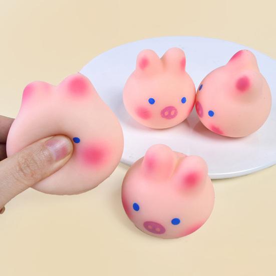 1/2Pcs Stress Relief Yolk Fidget Toy Cartoon Pig Bunny Watermelon Double-yolked Egg Squeeze Sensory Toy Hand Exercise Relaxation Stress Ball