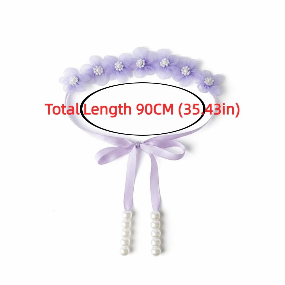 Tüll Blumenfee Geflochtenes Stirnband Schnee Garn Süßes Design Blumiges Stirnband Chinesischer Stil Einfarbige Perlenimitat Stirnband