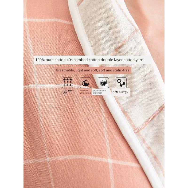 Cotton Absorbent Bathrobe Pajamas Men's and Women's Couple Nightgown Soft Plaid Men's Pure Cotton Pajamas Homewear Women's