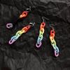 Harajuku Style Rainbow Acrylic Chain Earrings – Colorful Candy Ear Clips for Women
