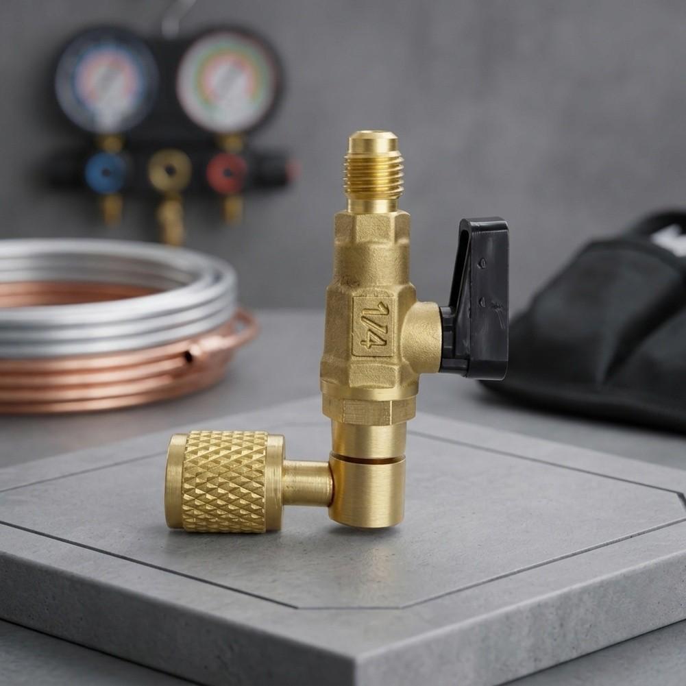 6.5*4cm Air Conditioning Refrigeration Charging Ball Valve 90 Degree R22 Safety Valve For HVAC Maintenance Quick Coupling