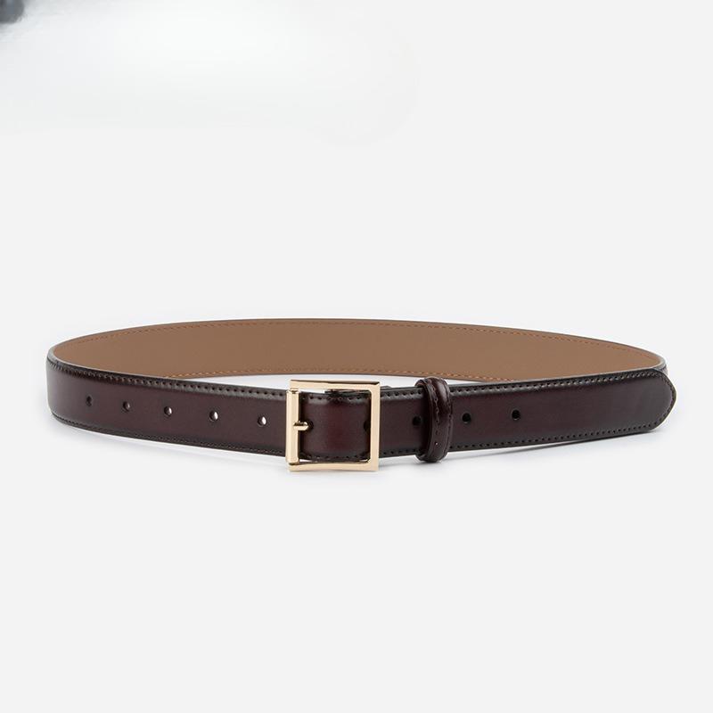 Square Buckle Genuine Leather Women's Belt 2.8 Cowhide with Jeans Casual Pants Decorative Women's Versatile Belt