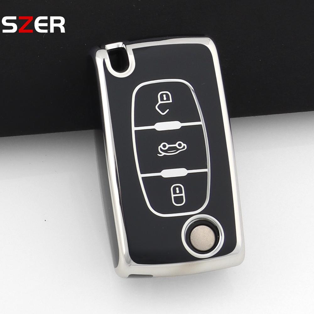 For Citroen C2 C3 C4 C5 C6 Xsara Berlingo For Peugeot 207 307 308 407 607 807 Fashion Tpu Car Key Case Cover Keychain Fob Shell