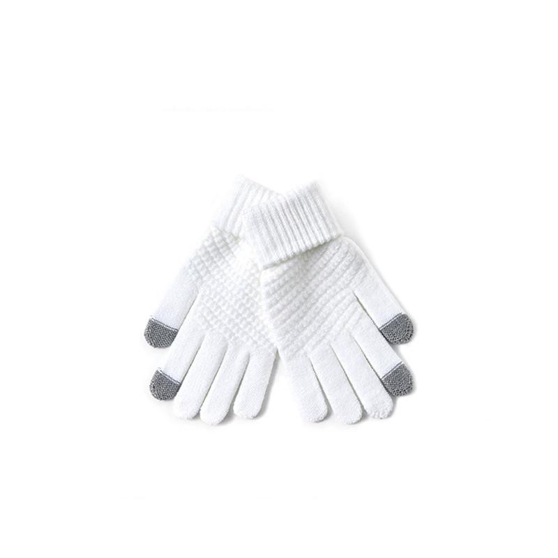 WTEMPO 1Pair Autumn Winter Cold-proof Windproof Full Finger Gloves Couple Warm Plush Gloves Outdoor Cycling Touch Screen Soft Gloves