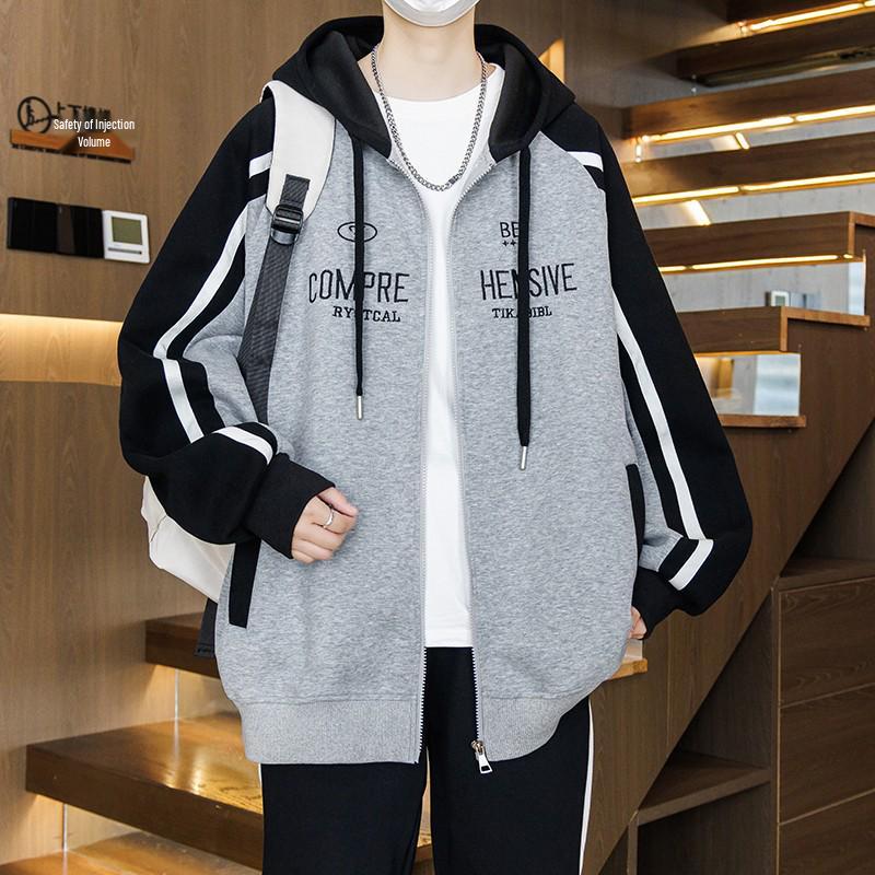 Trendig huvtröja för män: Lös casual sweatshirt för vår/höst, mångsidig långärmad topp