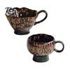 Vintage Style Afternoon Tea Mug Ceramic Coffee Mug, Reactive Glaze Latte Cup with Flow Pattern, Heat Resistant Hot Chocolate High Footed for