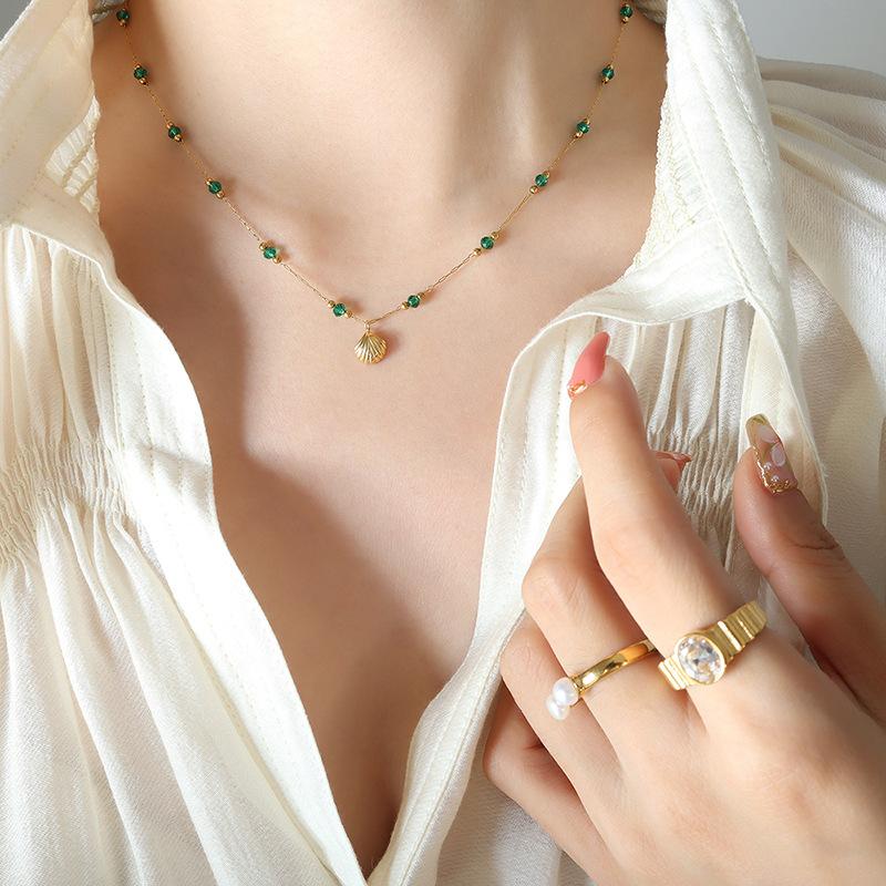 

Mirad Zircon Necklace For Women INS Style Matte Metal Necklace Light Luxury Jewelry Collarbone Chain Girls Summer Body Chain 40cm темно-рудий