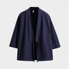 Men's Japanese-Style Hanfu Kimono Cardigan - Feather Weave, Three-Quarter Sleeves, Sun Protection Taoist Robe Jacket