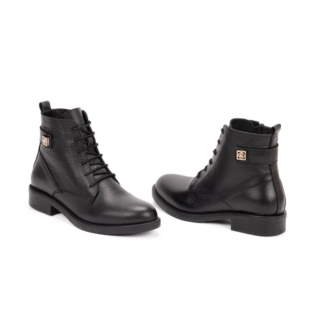 Damen-Mittelstiefel aus echtem Leder mit Gummisohle