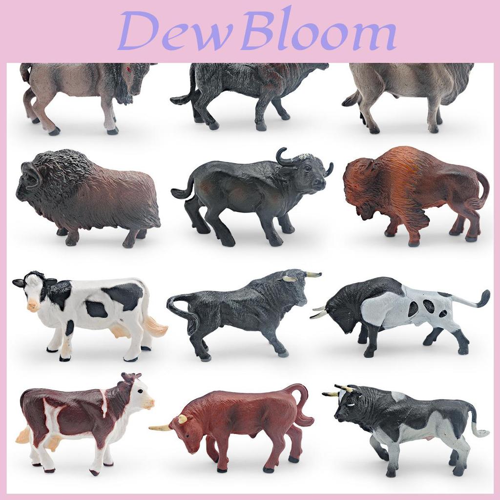 Wildlife Animal Miniature Cow Model Set With Pvc Material For Kids Educational Play