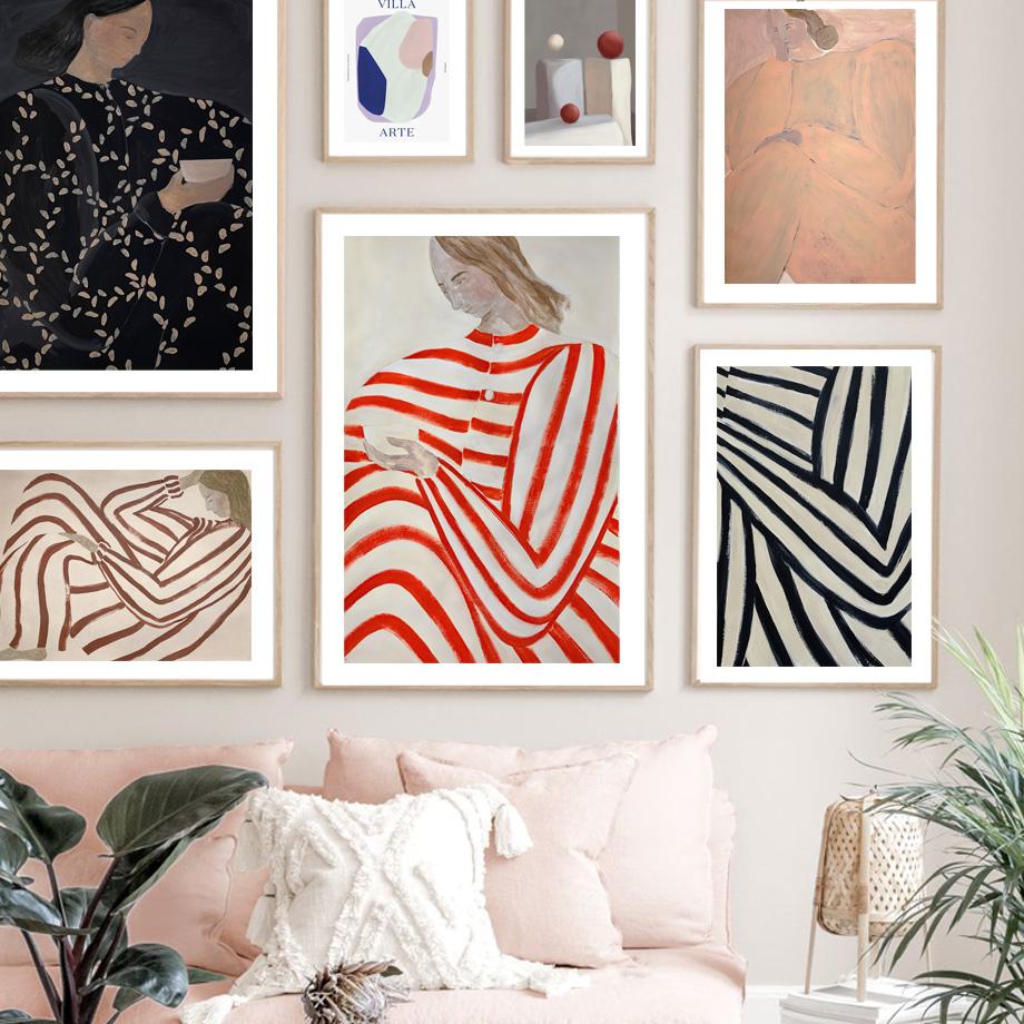 Lines Curve Girl Geometry Modern Abstract Posters And Prints Wall Art Canvas Painting Hotel Bar Pictures For Living Room Decor