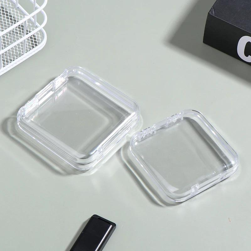 Transparent Acrylic Storage Box Square Card Nail Container Jewelry Earring Ring Badge Beads Storage Box Case Organizer Protector