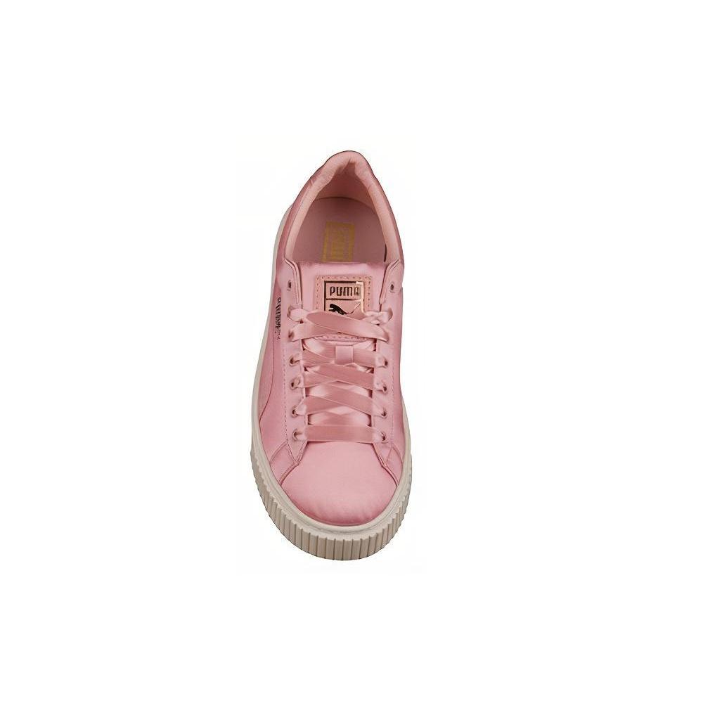 (WMNS) PUMA Basket Platform Satin Pink Lace Up 'Pink' Women's 365719-01