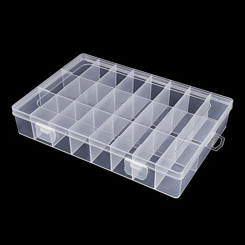 24-Compartment Transparent Storage Box for Buttons, Sewing Supplies, Jewelry Accessories Packaging and Storage