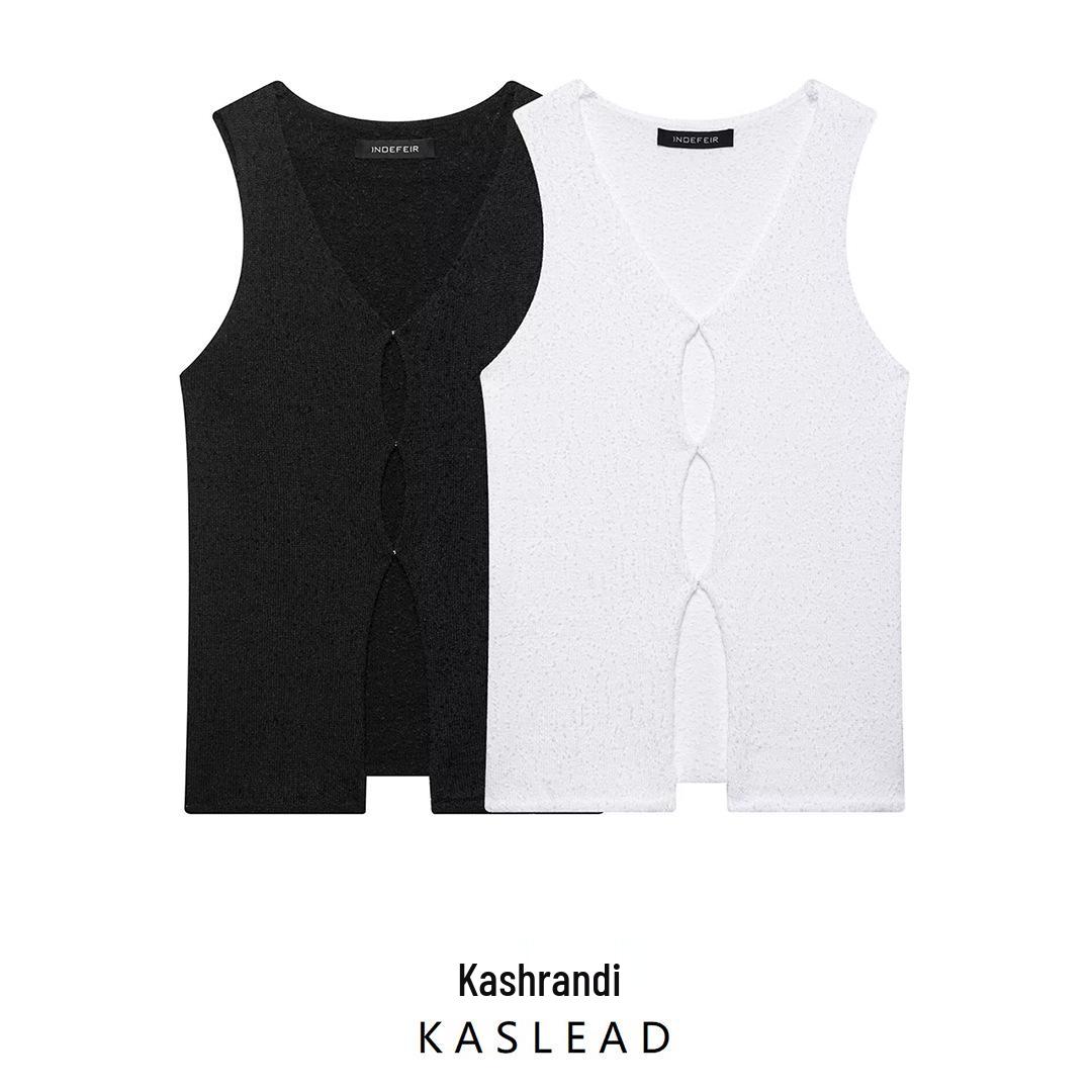 

2025 Spring Women s Fashion: Sexy V-neck Sleeveless Knitted Vest Top Medium