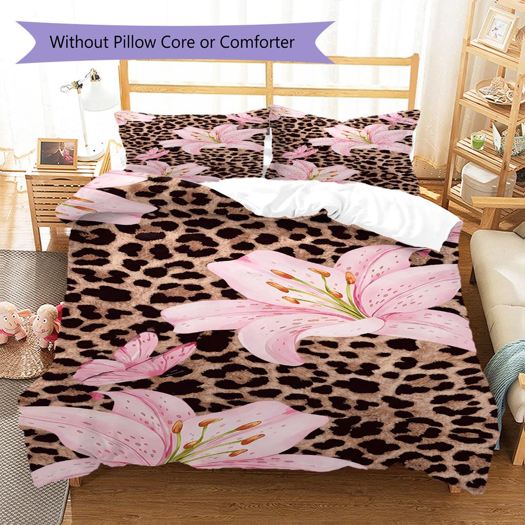 Leopard Art Pattern Bedding Set Quilt Cover Pillowcase Home Decor Gift (1 * duvet cover + 2 * pillowcase, without core)
