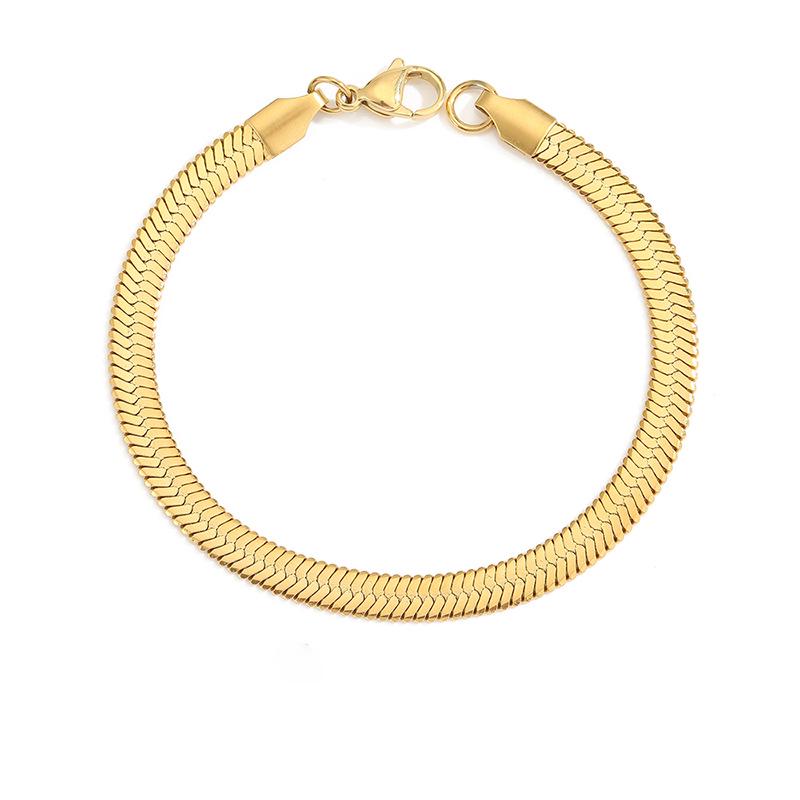 eManco Women's Stainless Steel Snake Chain Bracelet - Thin, Versatile, Flat Style, Perfect for Couples