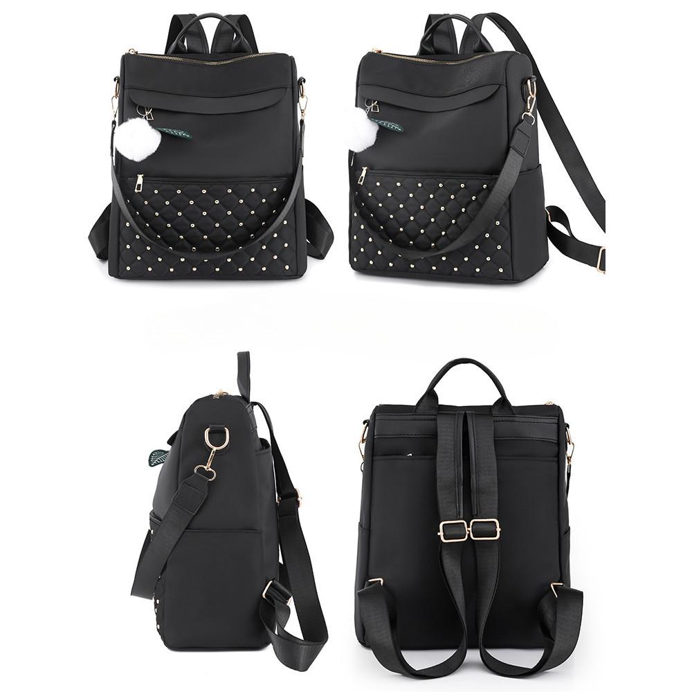 IELGY backpack, nylon cloth rhombus schoolbag, large-capacity Korean version of leisure students Korean version of travel backpack
