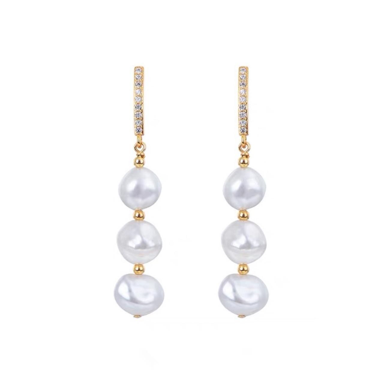 New Japanese and Korean simple niche stud earrings keshs broken petals baroque special-shaped pearl stud earrings elegant earrings women Silver needle