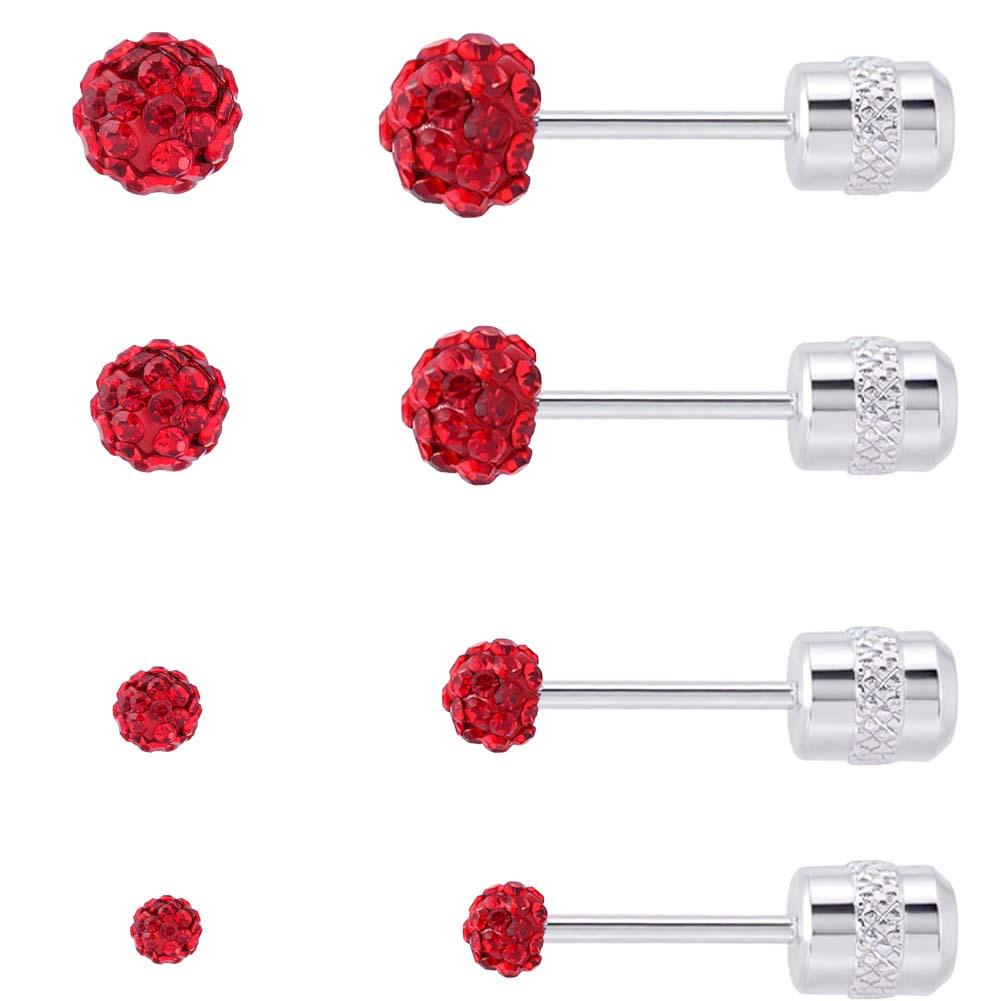 Multi-Color Titanium Steel Full Diamond Ball Stud Earrings for Cartilage Piercings