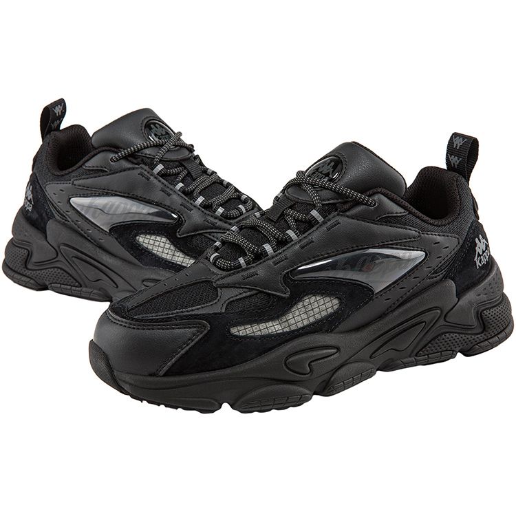 Kappa Fabric Retro Thick Sole Wear-Resistant Low-Top Casual Shoes Unisex sneaker Black K0BZ5MC50-990