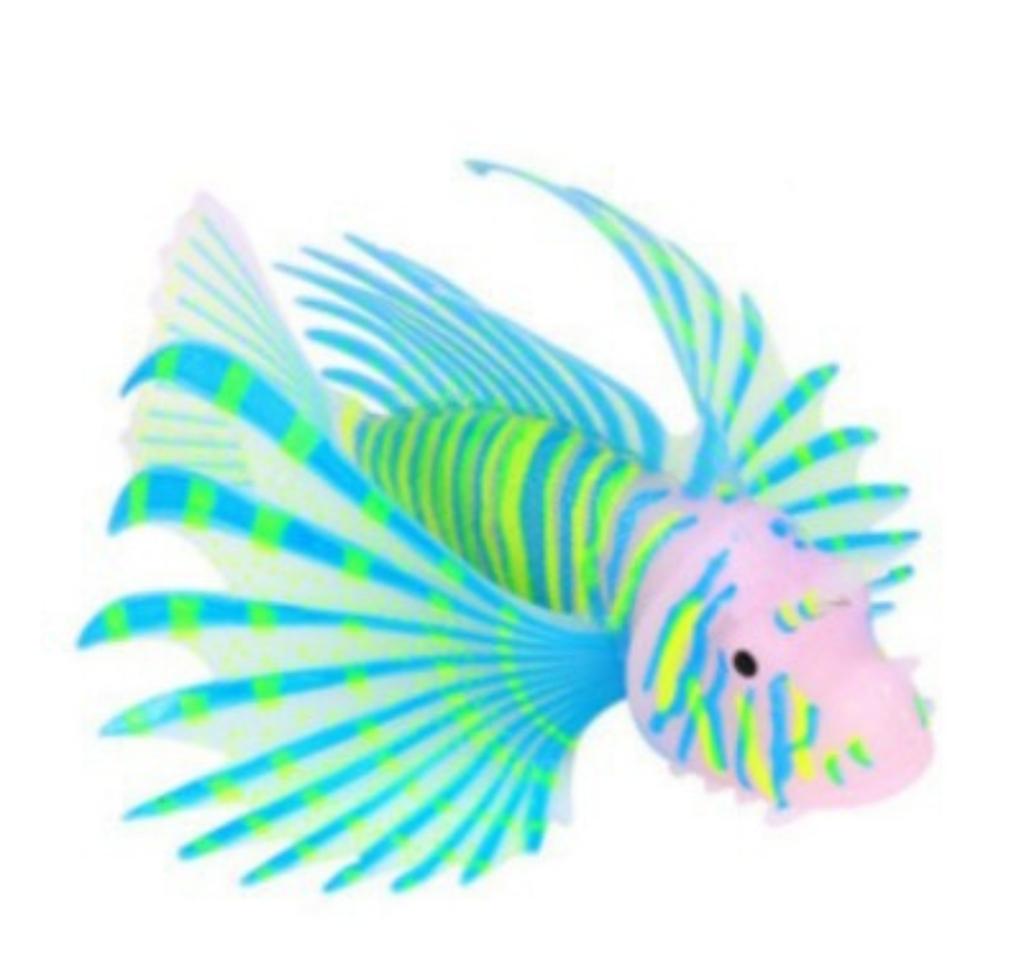 Silicone Realistic Glow-in-the-Dark Lionfish Tropical Fish Aquarium Decoration Fish Tank Landscape Ornament with OPP Bag Packaging